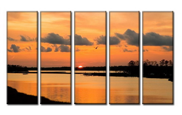 Modern Oil Paintings on canvas sunglow painting -set08034