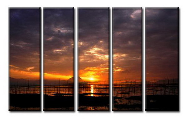 Modern Oil Paintings on canvas sunglow painting -set08051