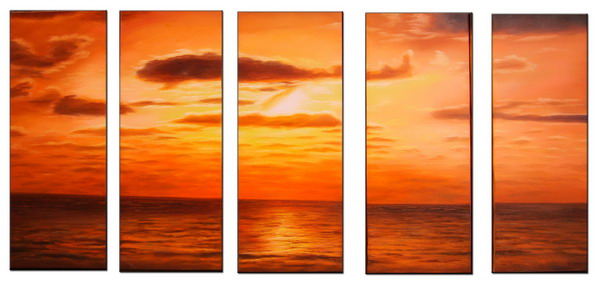 Modern Oil Paintings on canvas sunset glow painting -set08142