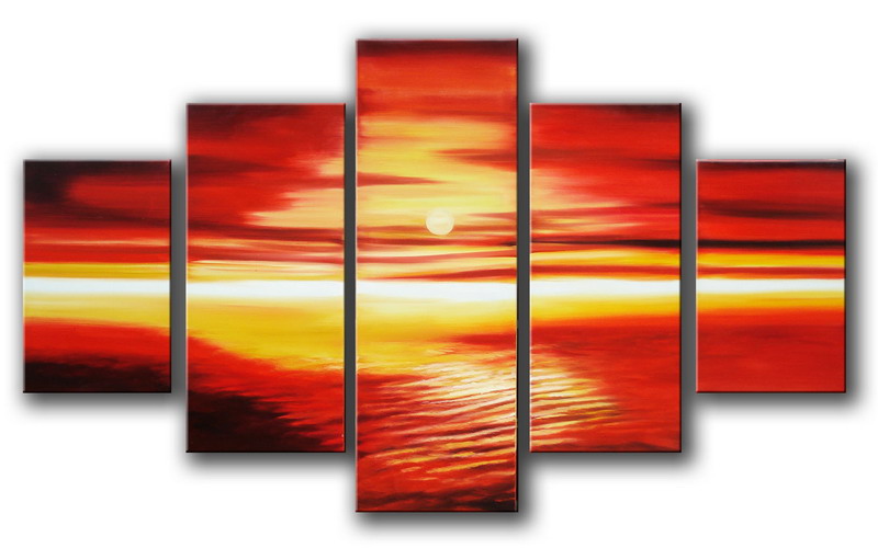 Modern Oil Paintings on canvas sunset glow painting -set08150