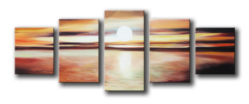 Modern Oil Paintings on canvas sunset glow painting -set08151