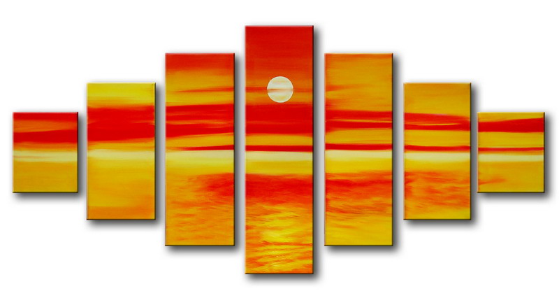 Modern Oil Paintings on canvas sunset glow painting -set08153