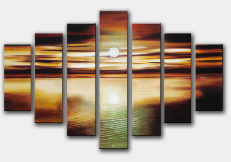 Modern Oil Paintings on canvas sunset glow painting -set08154