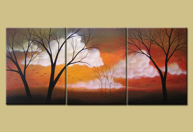 Modern Oil Paintings on canvas tree painting -set09039