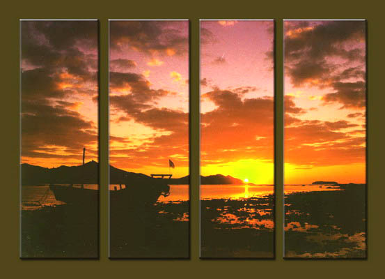 Modern Oil Paintings on canvas sunrise painting -set10034