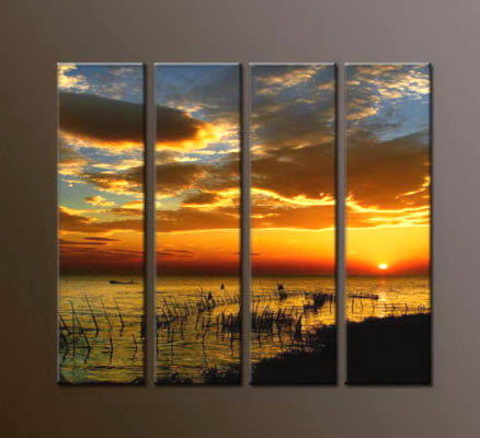 Modern Oil Paintings on canvas sunrise painting -set10043