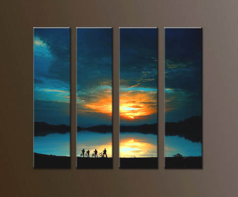 Modern Oil Paintings on canvas sunrise painting -set10046