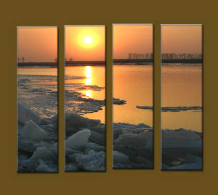 Modern Oil Paintings on canvas sunrise painting -set10051