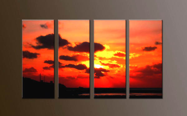 Modern Oil Paintings on canvas sunglow painting -set10052