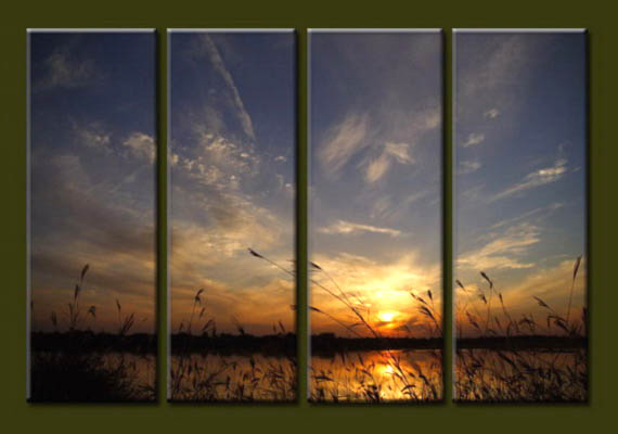 Modern Oil Paintings on canvas sunrise painting -set10063