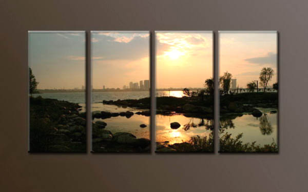 Modern Oil Paintings on canvas sunrise painting -set10078