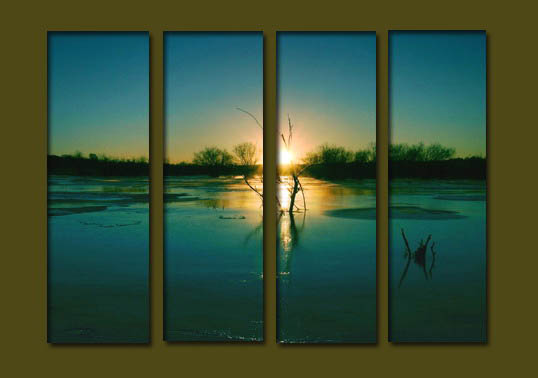 Modern Oil Paintings on canvas sunrise painting -set10080