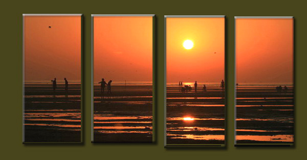 Modern Oil Paintings on canvas sunrise painting -set10086
