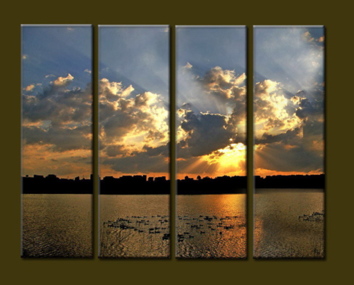 Modern Oil Paintings on canvas sunrise painting -set10087