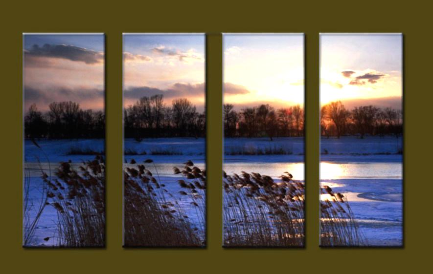 Modern Oil Paintings on canvas sunrise painting -set10090