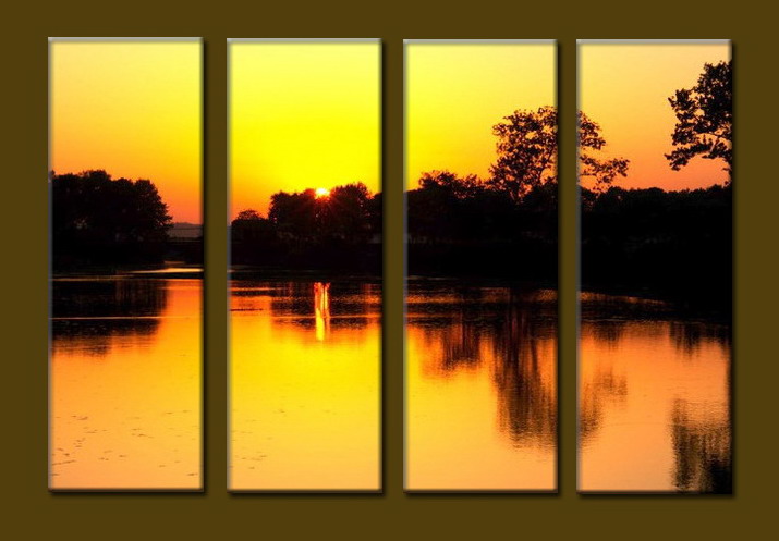 Modern Oil Paintings on canvas sunrise painting -set10091