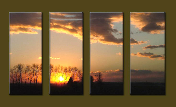 Modern Oil Paintings on canvas sunrise painting -set10092