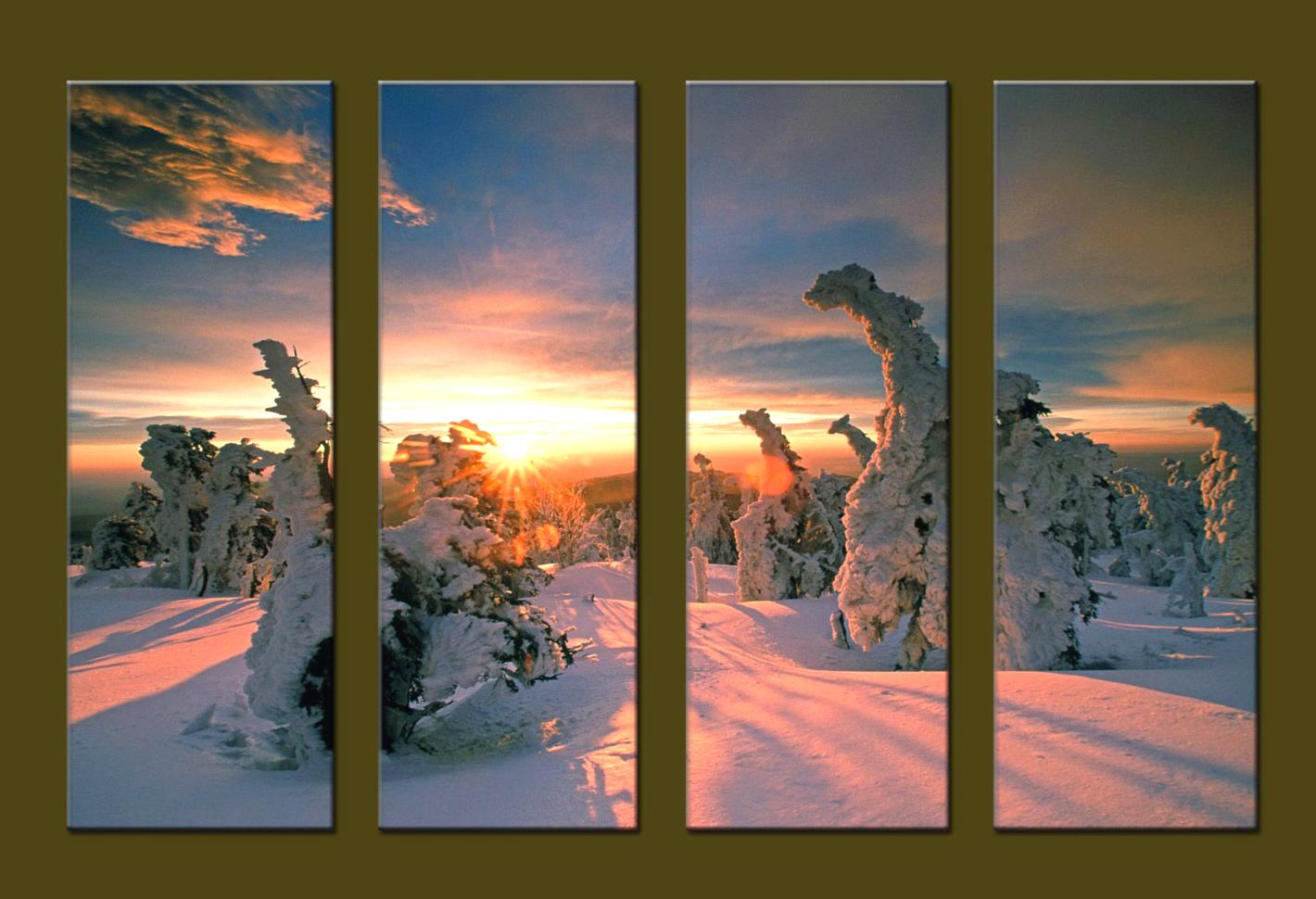 Modern Oil Paintings on canvas sunrise painting -set10101