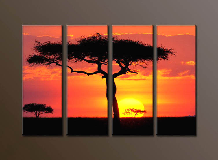 Modern Oil Paintings on canvas sunglow painting -set10115
