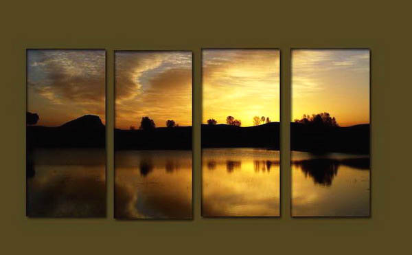 Modern Oil Paintings on canvas sunrise painting -set10125