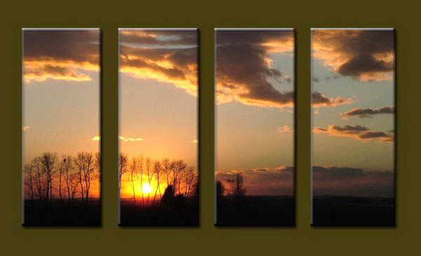 Modern Oil Paintings on canvas sunrise painting -set10129