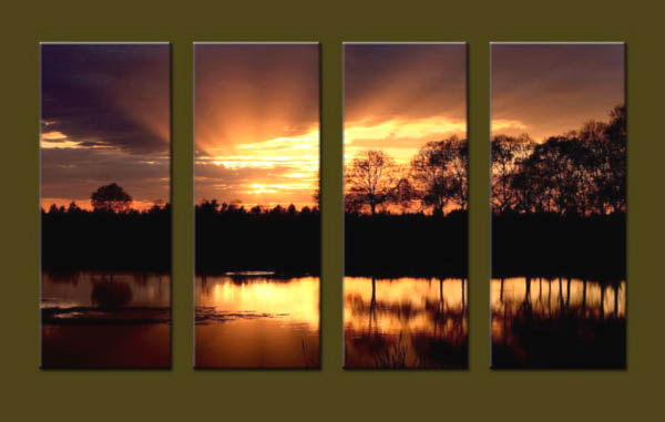 Modern Oil Paintings on canvas sunrise painting -set10131