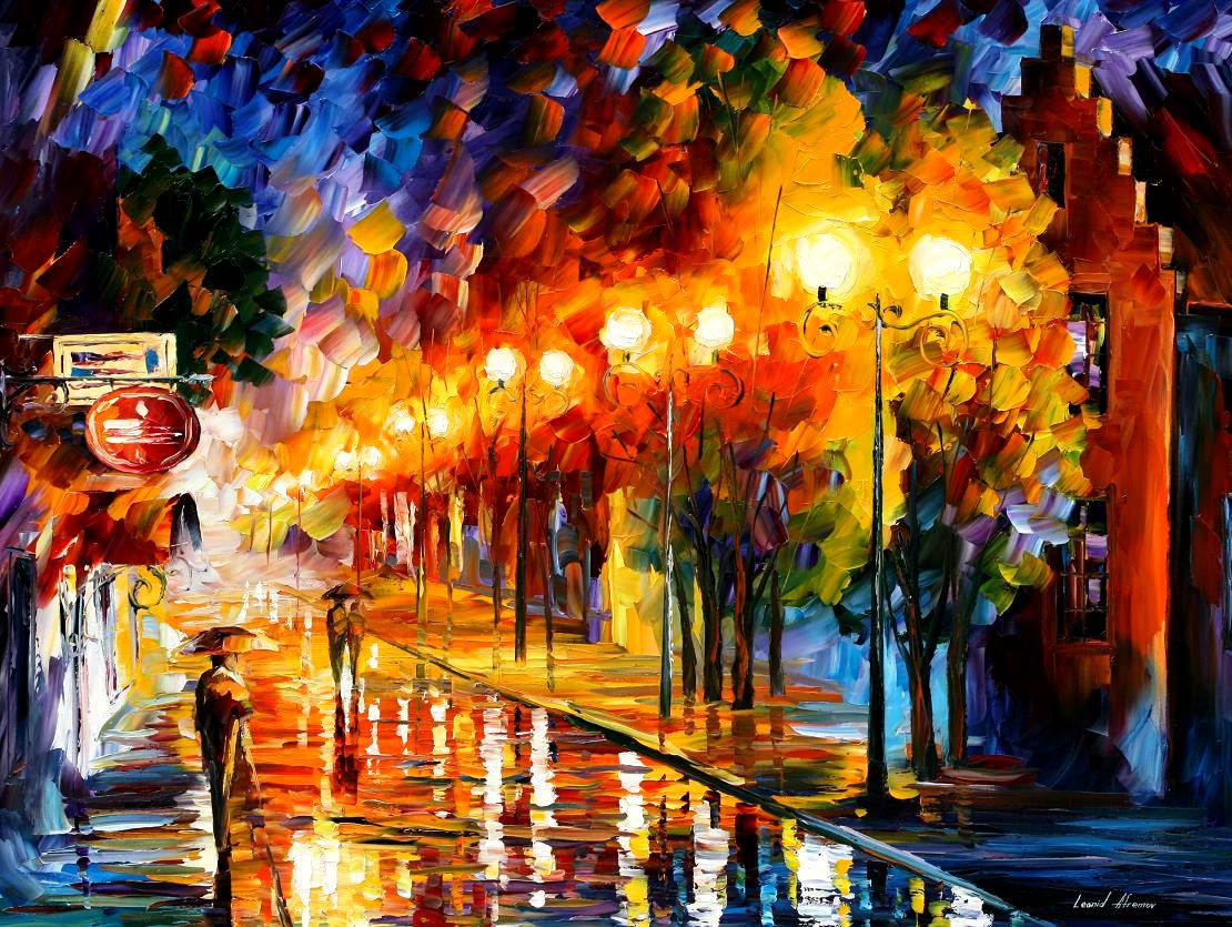 Modern impressionism palette knife oil painting City012