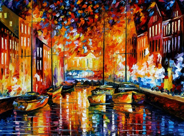 Modern impressionism palette knife oil painting City016