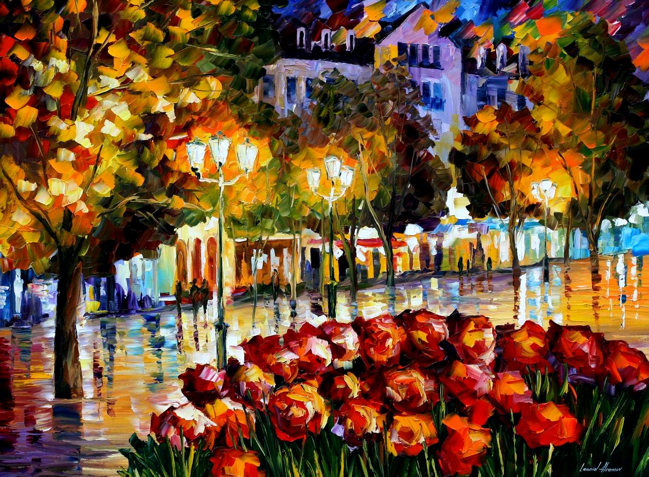 Modern impressionism palette knife oil painting City020