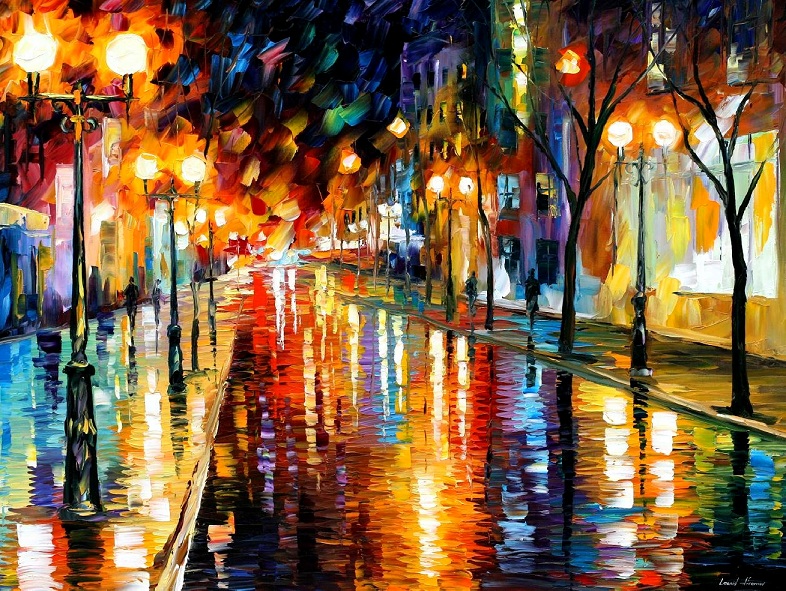 Modern impressionism palette knife oil painting City021