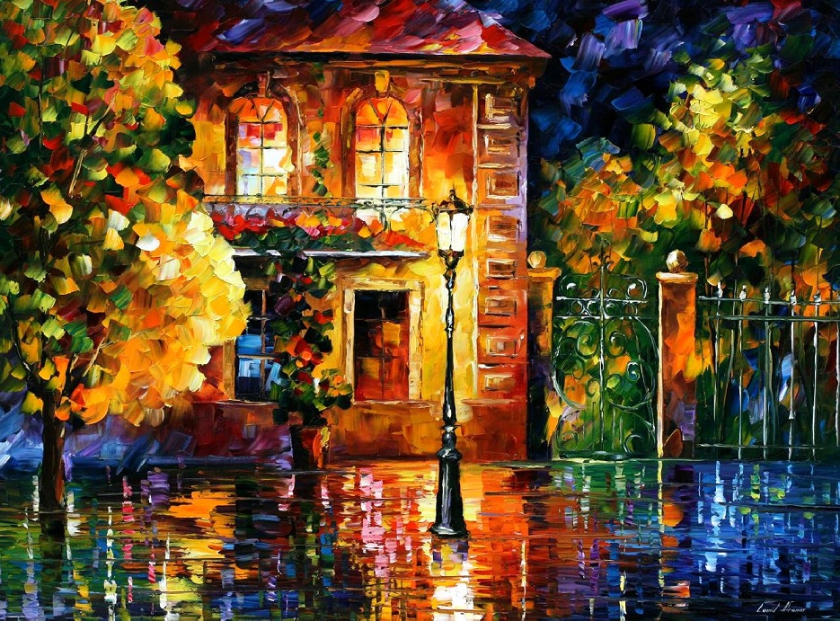 Modern impressionism palette knife oil painting City022