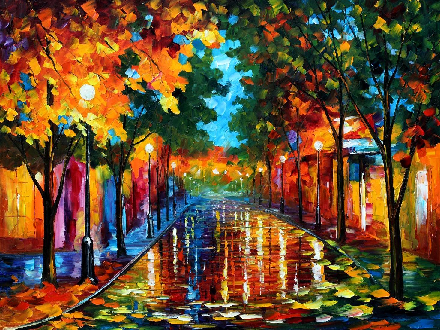 Modern impressionism palette knife oil painting City023