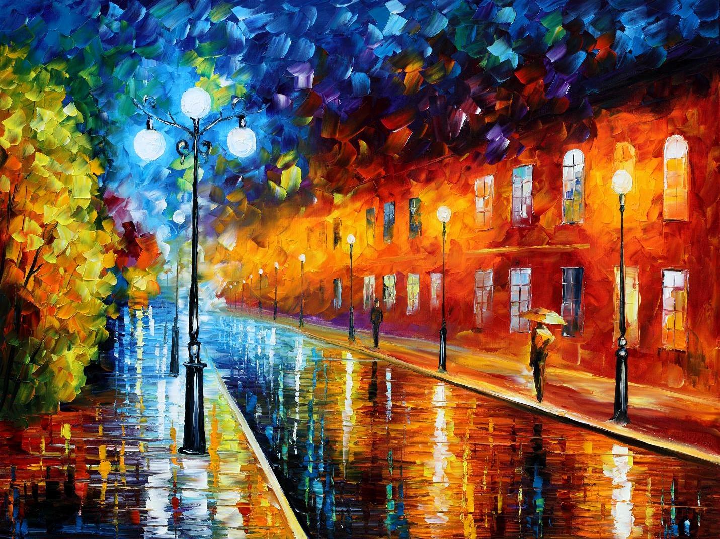 Modern impressionism palette knife oil painting City024