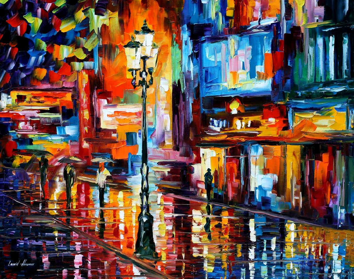 Modern impressionism palette knife oil painting City026