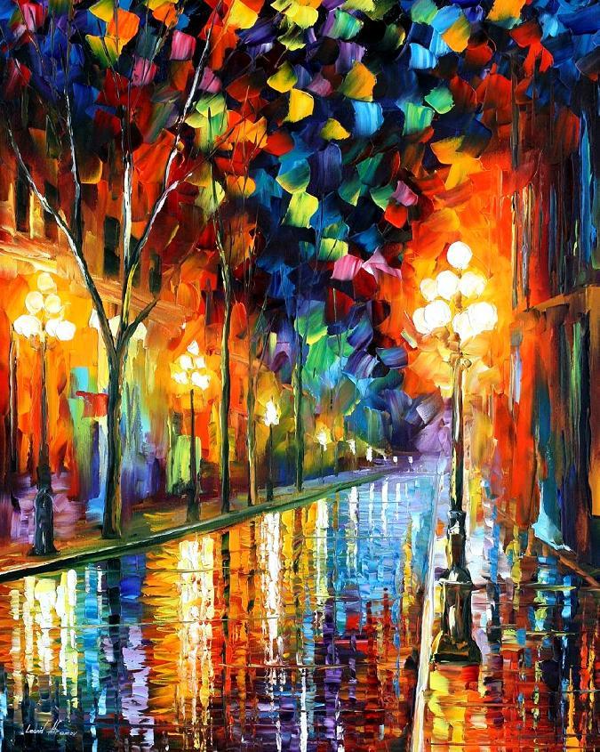 Modern impressionism palette knife oil painting City028