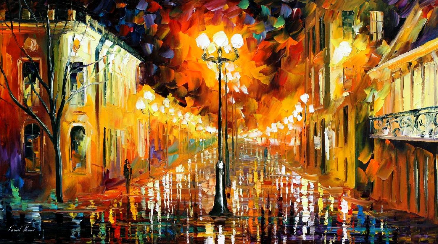 Modern impressionism palette knife oil painting City035