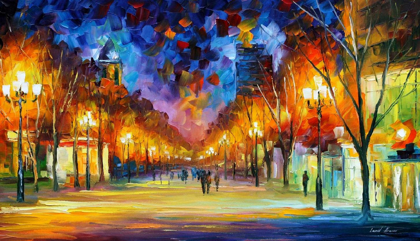 Modern impressionism palette knife oil painting City036