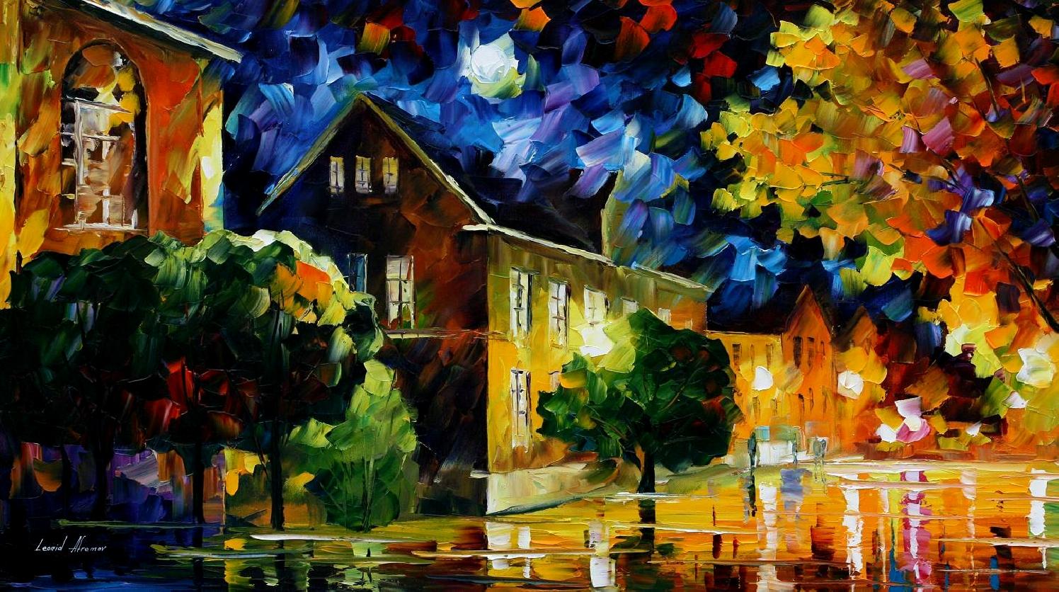Modern impressionism palette knife oil painting City037