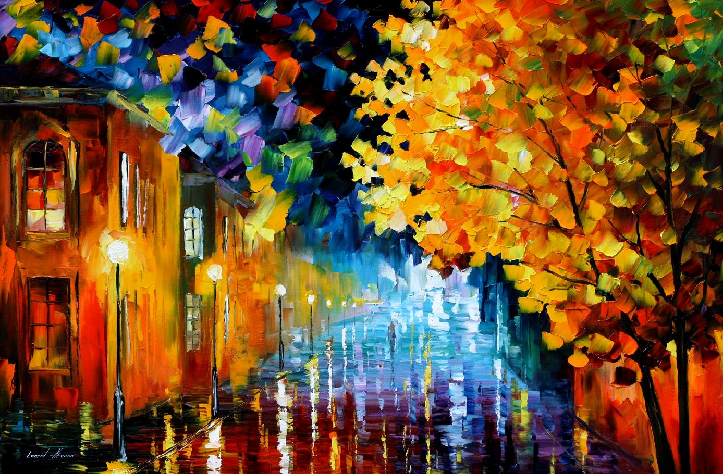 Modern impressionism palette knife oil painting City041
