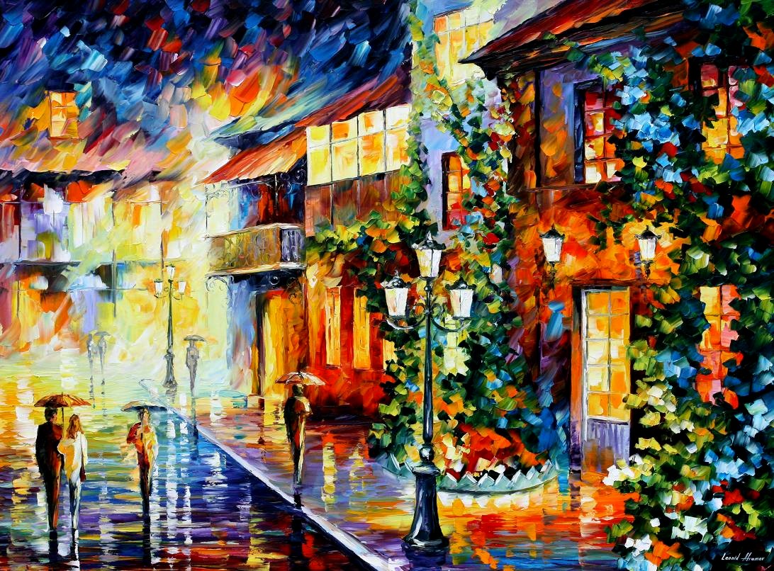 Modern impressionism palette knife oil painting City043
