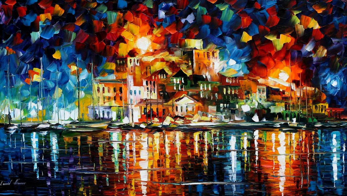 Modern impressionism palette knife oil painting City046