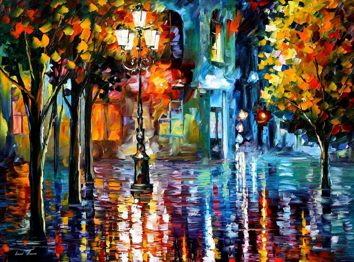 Modern impressionism palette knife oil painting City049