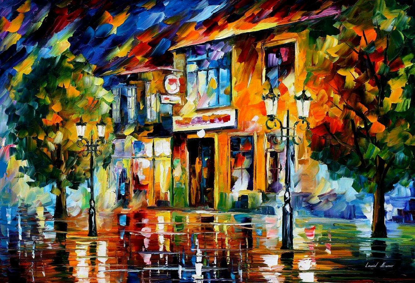 Modern impressionism palette knife oil painting City051