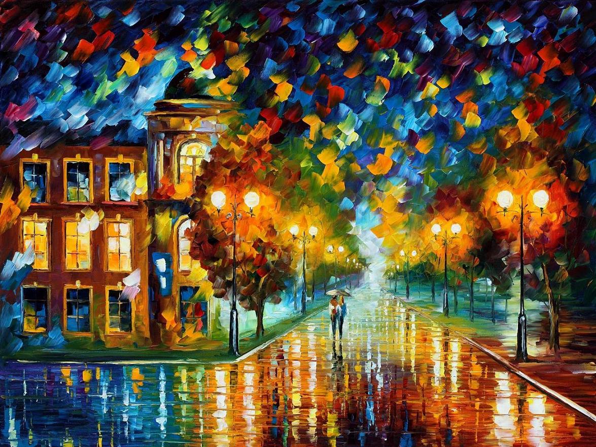 Modern impressionism palette knife oil painting City054