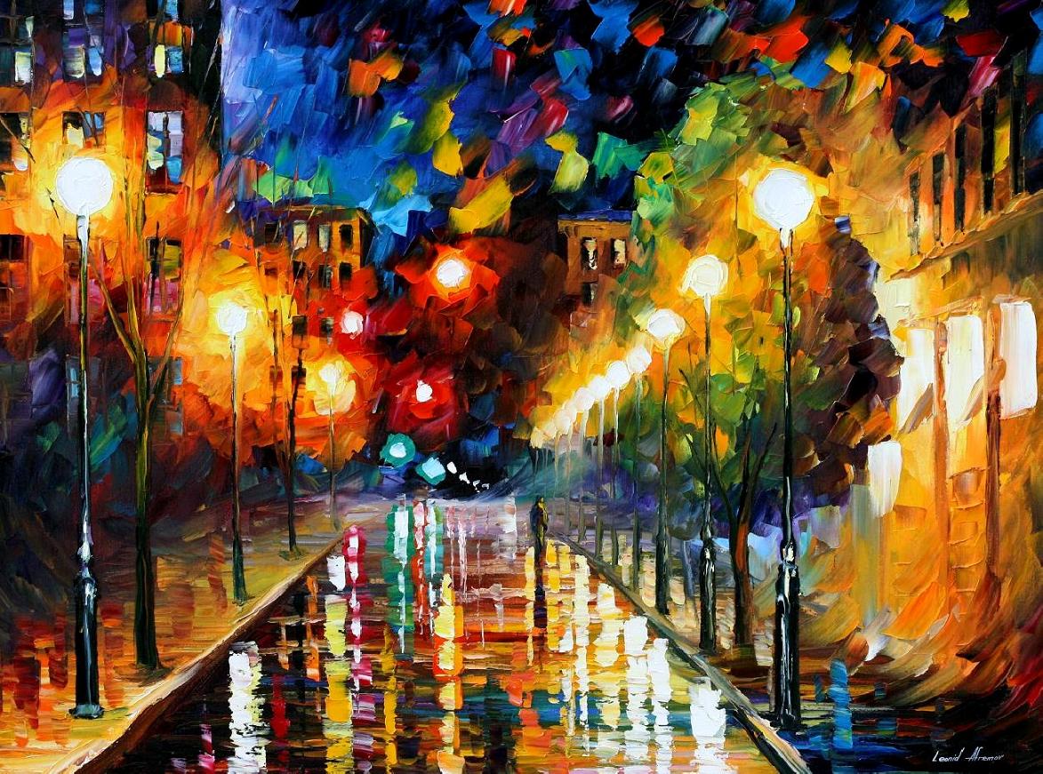 Modern impressionism palette knife oil painting City056