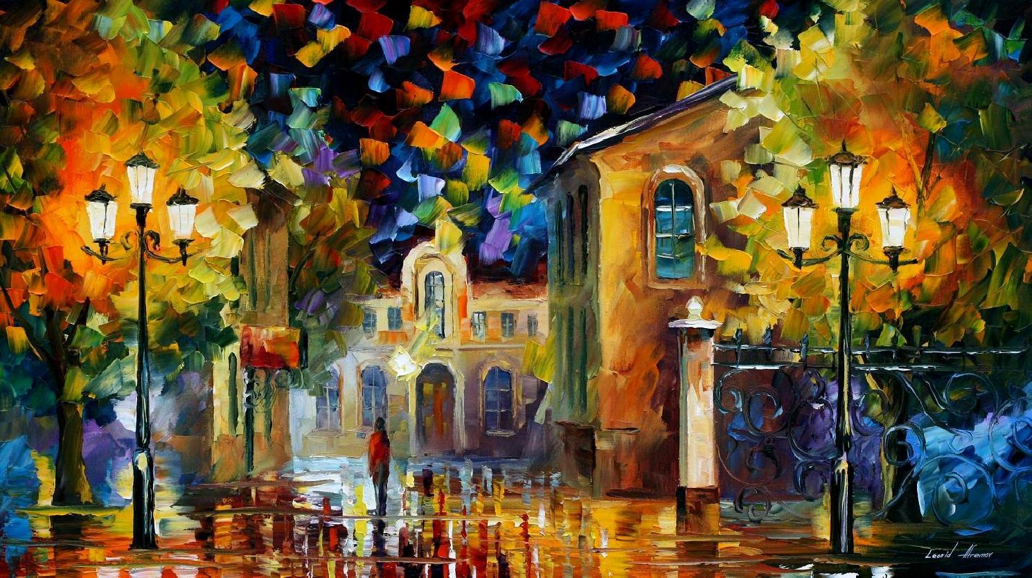 Modern impressionism palette knife oil painting City058