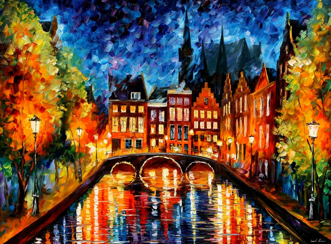 Modern impressionism palette knife oil painting City060