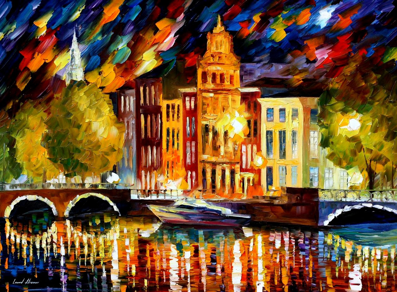 Modern impressionism palette knife oil painting City063