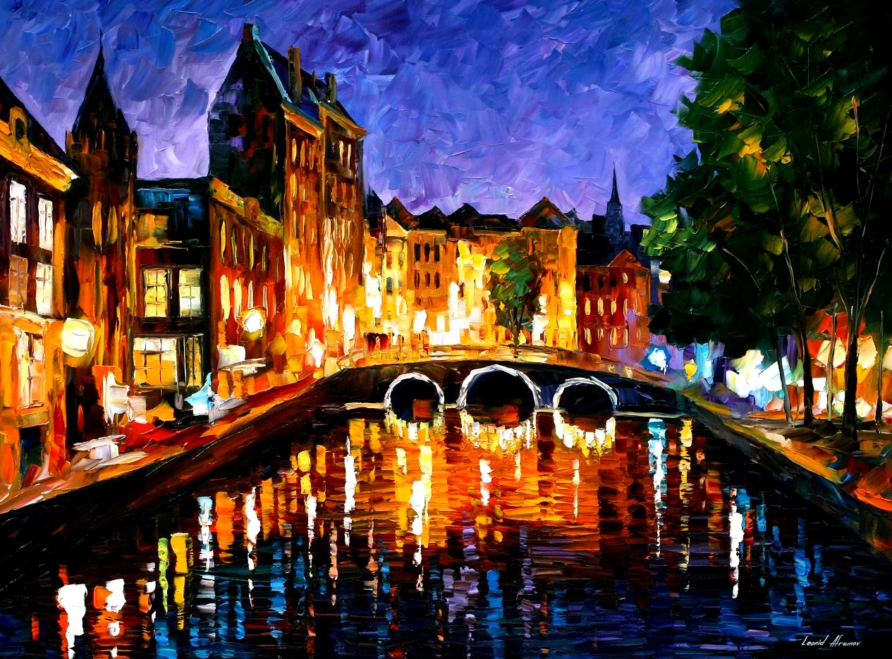 Modern impressionism palette knife oil painting City064