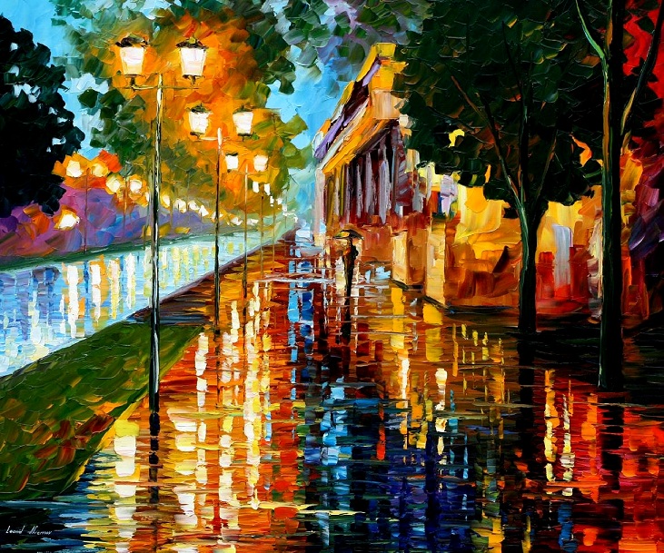 Modern impressionism palette knife oil painting City083